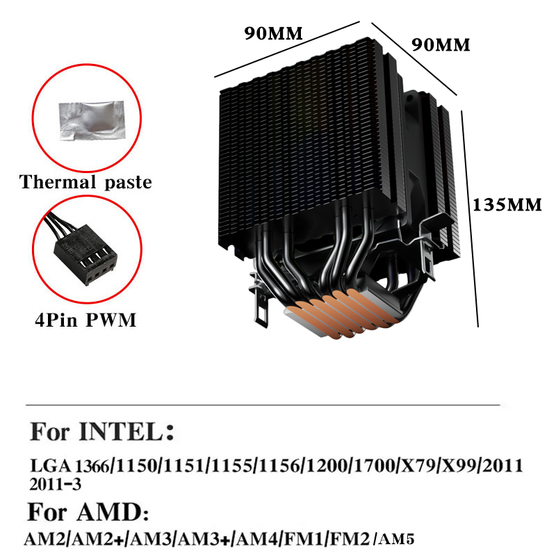 6 Heat Pipes CPU Air Cooler 4  – Tablet Computer Accessories recenzja i cena